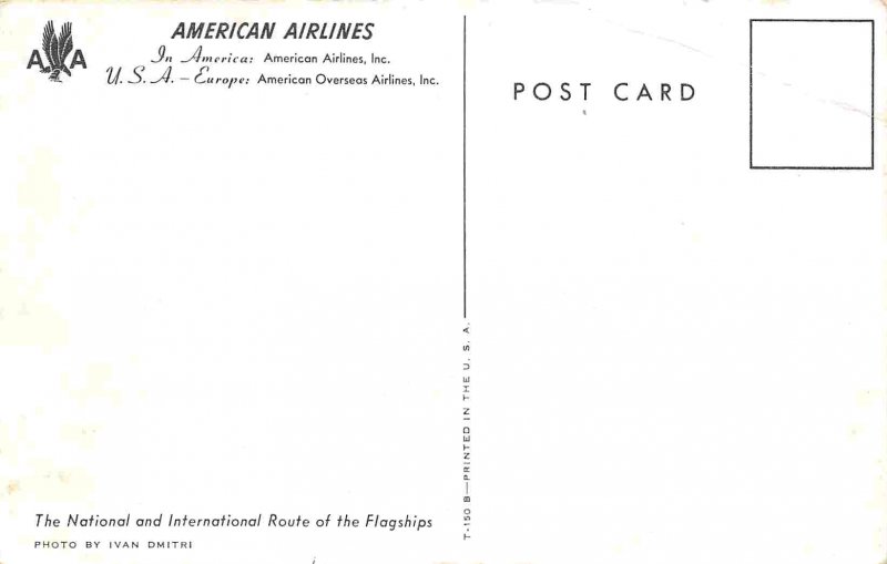 American Airlines Flagship Plane in Flight 1950s postcard