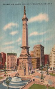 Vintage Postcard 1930's Soldiers and Sailors Monument Indianapolis Indiana IND