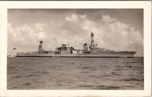 RPPC USS Northampton Heavy Class Cruiser WWII Ship Postcard D25