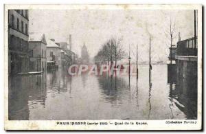 Old Postcard Paris Floods Quai de la Rapee