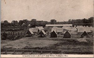 Vintage Patriotic Postcard - US Army - 1st Squadron Cavalry - Camp Whitney MA