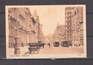 VICTORIA, MELBOURNE, COLLINS STREET, TRAMS, c1910 ppc., unused.