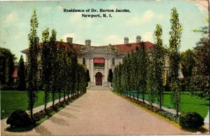 Residence of Dr Barton Jacobs Newport RI c1913 Vintage Postcard C08