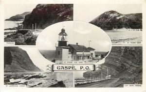 Multiview RPPC Postcard Phare Cap-Chat Light House Gaspé PQ Canada St. Lawrence