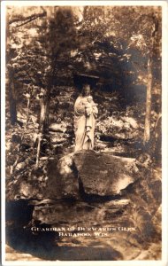 Real Photo Postcard Guardian of Durward's Glen in Baraboo, Wisconsin