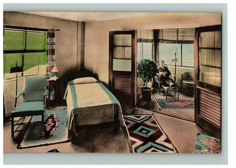 1907-15 Postcard A Guest Room Battle Creek Florida Miami Springs Hand Colored 