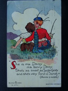 Scotland Romance Theme SHE IS MA DAISY, MA BONNY DAISY c1930s Comic Postcard
