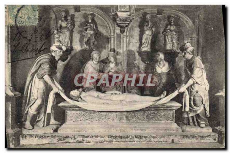 Old Postcard Bourges Crypt of the Cathedral The design Tomb