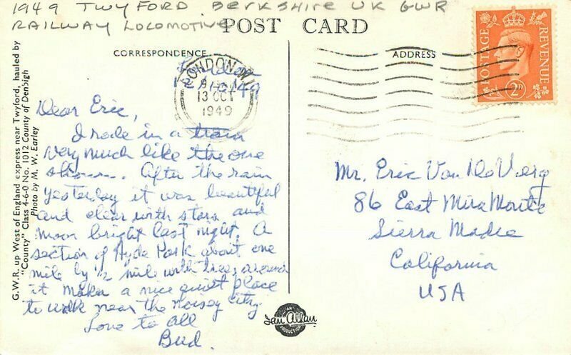 UK Berkshire 1949 Twyford GWR Railway Locomotive Postcard 22-37