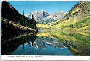Postcard - Maroon Peaks and Lake in Autumn, Colorado, USA