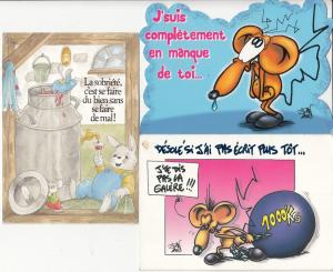 Mice comic caricatures mouse lot 3 postcards