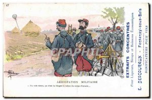 Old Postcard Fantasy Illustrator Albert Guillaume Army military ballooning