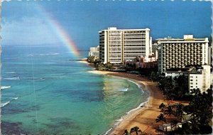 Sunrise Rainbow Waikiki Hawaii HI Paradise Postcard VTG UNP Dexter Vintage  