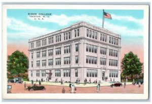 c1920 Exterior Rider College Building Classic Car Trenton New Jersey NJ Postcard