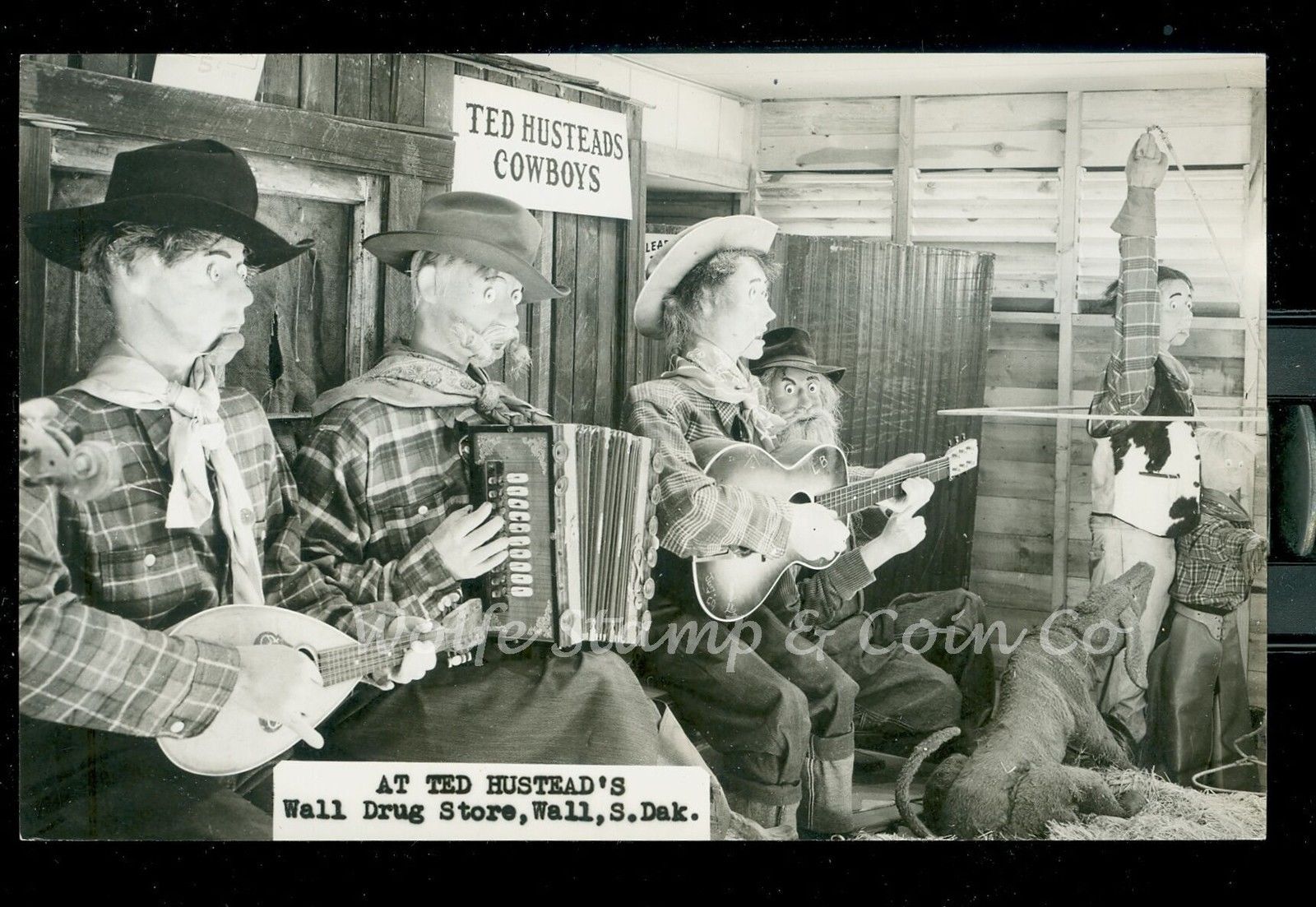 1950's RPPC Cowboy Band at Wall Drug Store Wall SD Real Photo Postcard