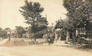 Manchester VT Socony Gas Station & Camp Rest Bird Houses Flowers RPPC