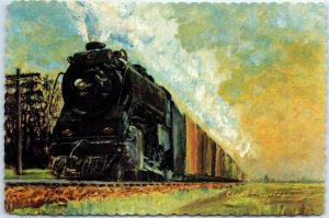 Postcard - Steam Train Painting