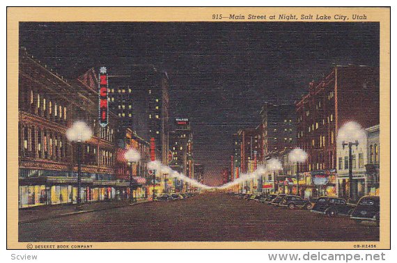 Main Street of Night, SALT LAKE CITY, Utah, 30-40s