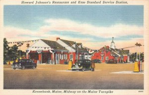 HOWARD JOHNSON'S RESTAURANT ESSO STANDARD GAS STATION KENNEBUNK MAINE POSTCARD