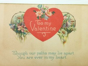 Vintage Postcard 1910's To My Valentine Paths May Lie Apart Ever In My Heart
