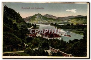 Old Postcard Rolandseck mit Drachenfels