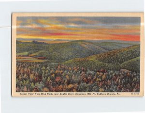 Postcard Sunset View from High Knob Sullivan County Pennsylvania USA
