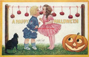 265437-Halloween, IAP 1908 No IAP01-5, Bernhardt Wall,Boy & Girl Biting an Apple