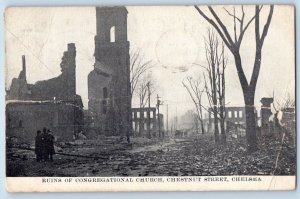 Chelsea Massachusetts Postcard Ruins Congregational Church Chestnut Street 1908