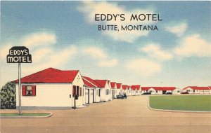 H83/ Butte Montana Postcard Linen Eddy's Motel Building Roadside 219