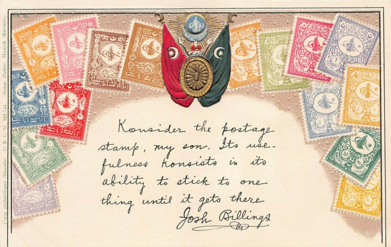 Turkey, Stamps on Embossed Postcard, Unused, Published by Ottmar Zieher