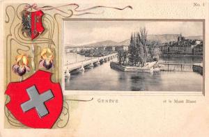 Geneve Geneva Switzerland Mont Blanc Scenic View Antique Postcard J76353