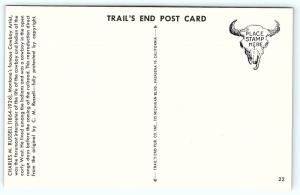 Postcard A/S 1952 Trail's End Artist Charles M Russell Watching The Horse Hero