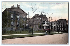1918 General Hospital Building Street View Buffalo New York NY Antique Postcard 