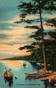 Pennsylvania Canoeing At Sunset In The Poconos 1944