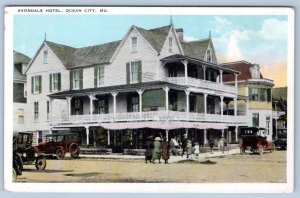 1920-30's OCEAN CITY MD AVONDALE HOTEL OLD CARS ANTIQUE POSTCARD
