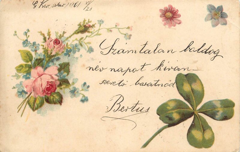 Holidays & celebrations 1900s greetings shamrock Hungary rose fantasy