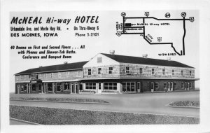 Real Photo Postcard McNeal Hi-Way Hotel in Des Moines, Iowa~117923