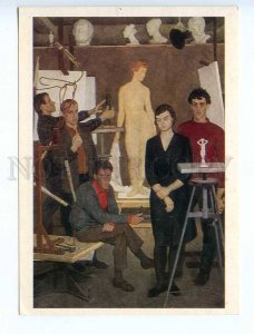 238656 RUSSIA ZHILINSKIY group portrait sculptors nude girl old postcard