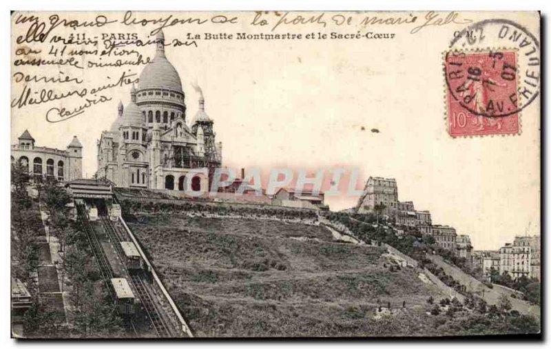 Old Postcard The Paris Montmartre and the Sacre Coeur