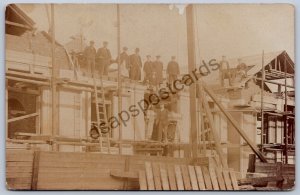 K50/ Interesting RPPC Postcard c1910 Occupational Library Construction Men 192