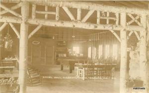 C-1910 Social Hall Interior Clements Camp Oakland Maine RPPC real photo 6540 
