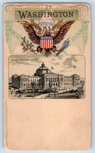 Washington The Congressional Library American Eagle Washington DC Postcard