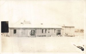 WWI Era Military Barracks Soldiers-Volleyball Net~Camp Life~Real Photo Postcard