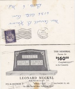 Maryland Baltimore Leonard Meckel Memorials Cemetery Headstones 1960 sk7540