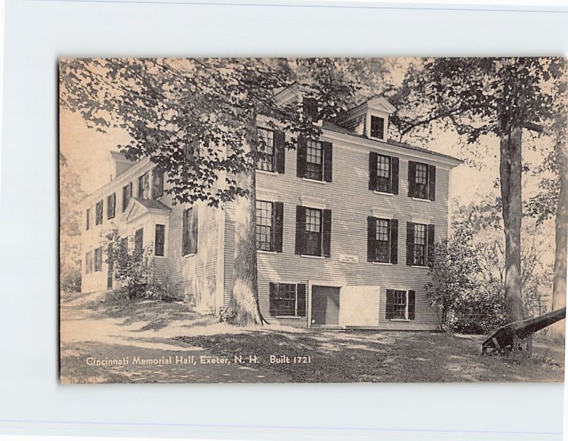 Postcard Cincinnati Memorial Hall, Exeter, New Hampshire