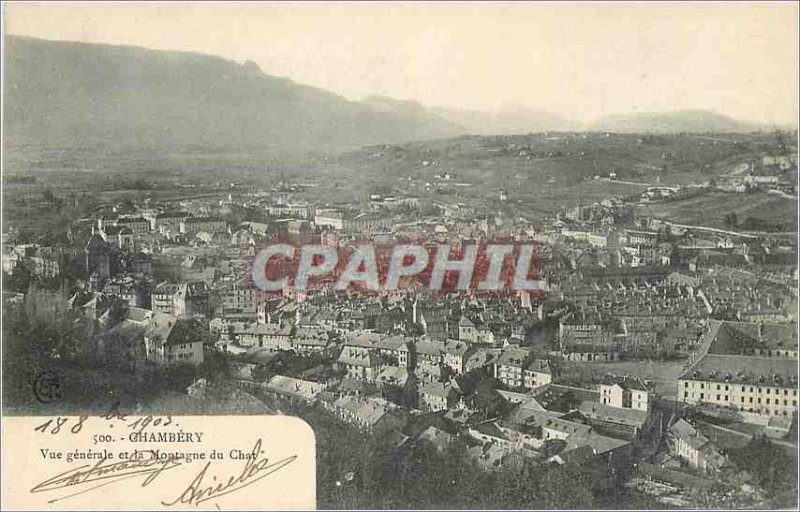 Old Postcard Chambery Vue Generale and Mountain Cat