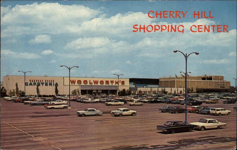 Cherry Hill New Jersey NJ Shopping Center Parking Lot 1960s Cars Vintage PC