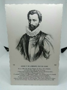 Henri 1er De Lorraine Duc de Guise Vtg French Portrait Postcard Royalty France