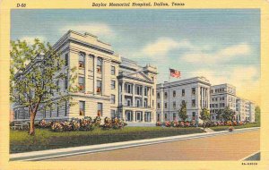 Baylor Memorial Hospital Dallas Texas linen postcard