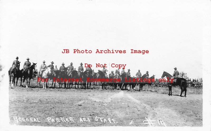 Mexico Border War, RPPC, General Parker & Staff on Horses, Photo No 14